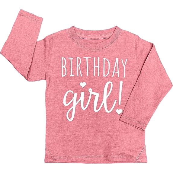 Happy Birthday T-Shirt (Girls 1 to 12) Sassy Kids Party Tee - Sweet Baby/Toddler Outfit 10 Mauve Heather LS