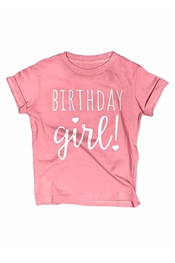 Happy Birthday Girls T-Shirt, Short Sleeve Shirt for Kids and Toddlers, Mauve Heather