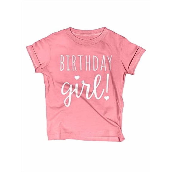 Lalo & Luna Happy Birthday Girls T-Shirt, Short Sleeve Shirt for Kids and Toddlers, Mauve Heather