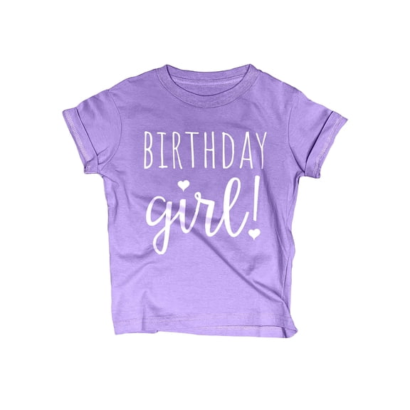 Lalo & Luna Happy Birthday Girls T-Shirt, Short Sleeve Shirt for Kids and Toddlers, Purple Heather