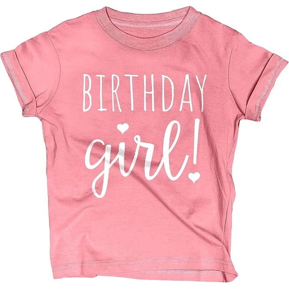 Lalo & Luna Happy Birthday Girls T-Shirt, Short Sleeve Shirt for Kids and Toddlers, Mauve Heather