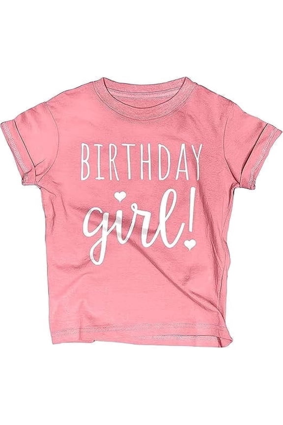 Happy Birthday Girls T-Shirt, Short Sleeve Shirt for Kids and Toddlers, Mauve Heather