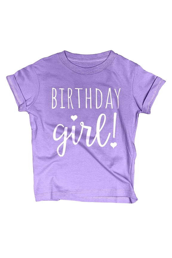 Happy Birthday Girls T-Shirt, Short Sleeve Shirt for Kids and Toddlers, Purple Heather