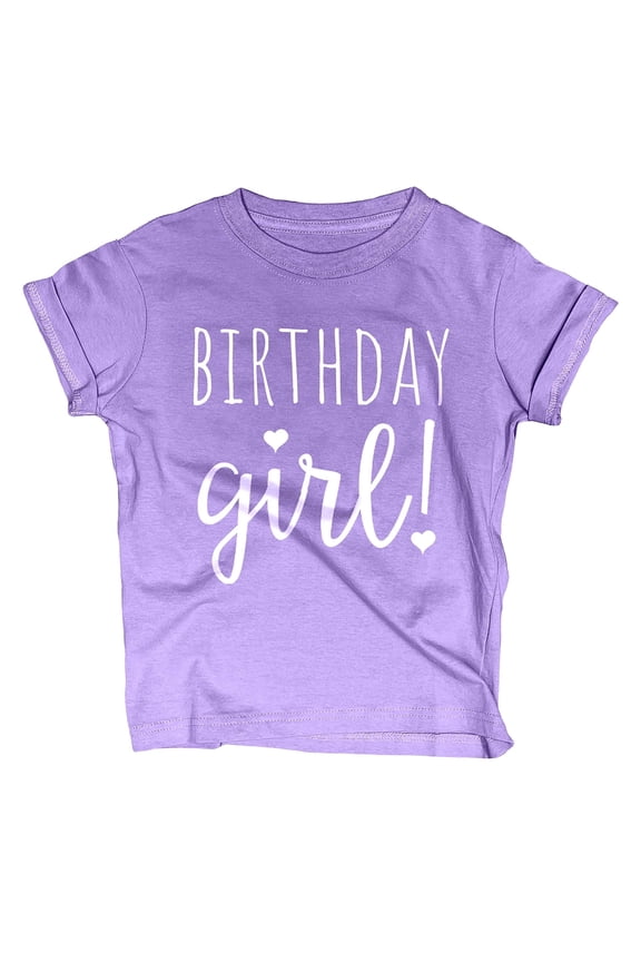 Happy Birthday Girls T-Shirt, Short Sleeve Shirt for Kids and Toddlers, Purple Heather