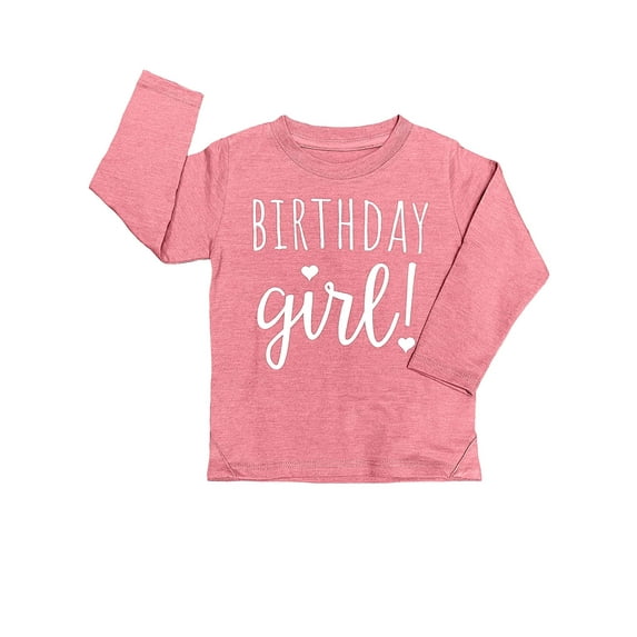 Happy Birthday T-Shirt (Girls 1 to 12) Sassy Kids Party Tee - Sweet Baby/Toddler Outfit 6 Mauve Heather LS