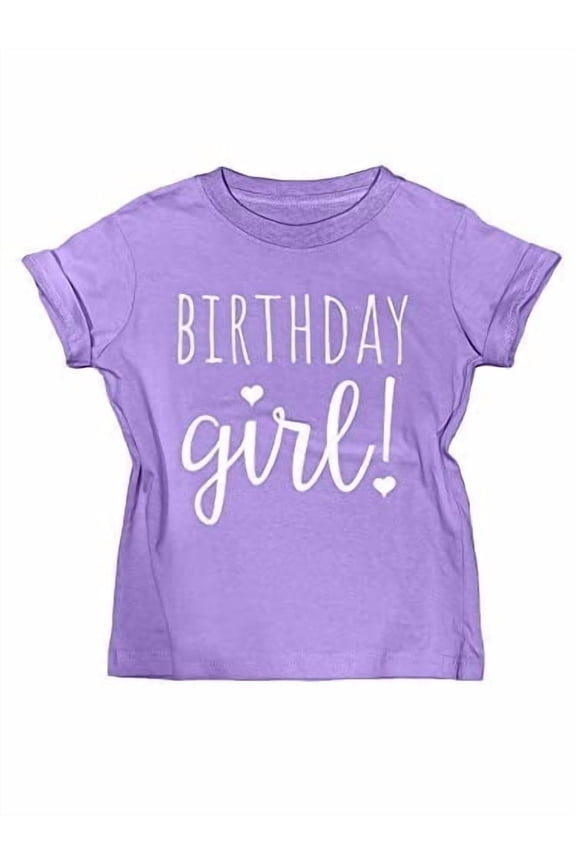 Happy Birthday Girls T-Shirt, Short Sleeve Shirt for Kids and Toddlers, Purple Heather