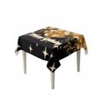 thumbnail image 1 of Happy Birthday Table Cloth, Waterproof Tablecloth for Square Tables, Golden Balloons Ribbons Abstract Black Reusable Washable Fabric Table Cover for Restaurant Kitchen Dining Tables 54"x54", 1 of 9