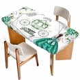 thumbnail image 1 of Happy Birthday Table Cloths for 3 Foot Rectangle Tables, Green Luxury Dress Crown Carriage Flowers Patio Waterproof Elastic Fitted Tablecloths, Washable Rectangular Table Cover for Camping, 1 of 8