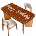 thumbnail image 1 of Happy Birthday Table Cloths for 6 Foot Rectangle Tables, Brown Modern Abstract Art Patio Waterproof Elastic Fitted Tablecloths, Washable Rectangular Table Cover for Camping, 1 of 8