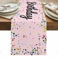 thumbnail image 1 of Happy Birthday Table Runner - 48 Inch Long, Kitchen Dining Table Runner Dresser Scarves, Pink Modern Abstract Art Farmhouse Decor for Coffee Tables Wedding Party Banquet, 1 of 8