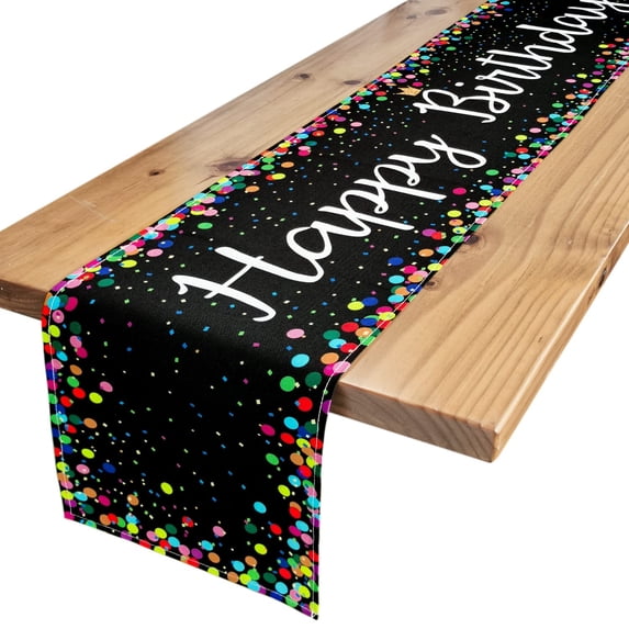 Happy Birthday Table Runner Birthday Centerpieces for Tables Birthday Party Sign Polka Dots Table Decoration