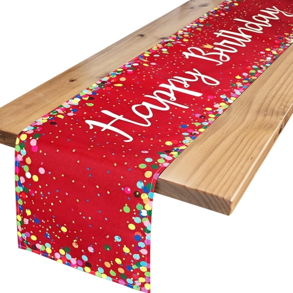 Happy Birthday Table Runner Birthday Centerpieces for Tables Birthday Party Sign Polka Dots Table Decoration