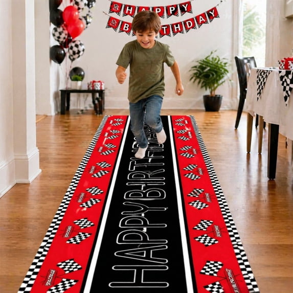 Happy Birthday Table Runner Linen Party Decorative Tablecloth 72-inch Birthday-Themed Table Runner Background