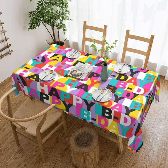 Happy Birthday Tablecloth Rectangle, Birthday Table Cloth for Home Party Dining Table Decor, Multi-Use Washable Bithday Gift Tablecloth