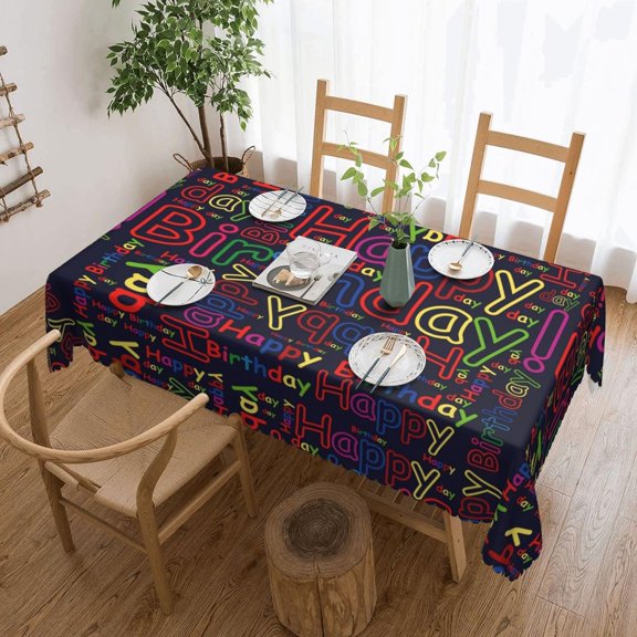 Happy Birthday Tablecloth Rectangle, Birthday Table Cloth for Home Party Dining Table Decor, Multi-Use Washable Bithday Gift Tablecloth
