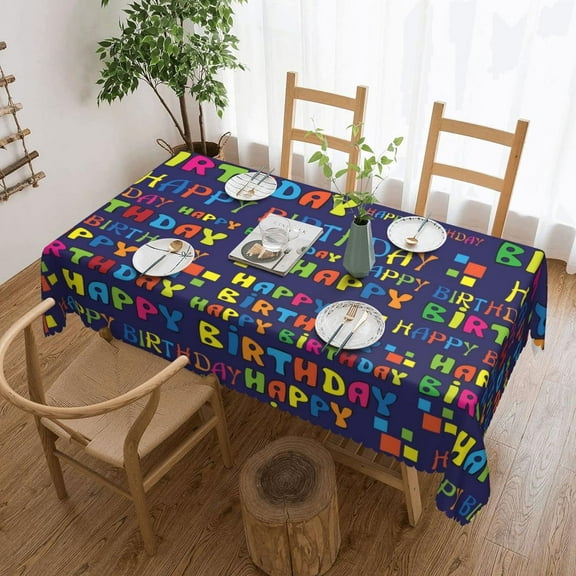 Happy Birthday Tablecloth Rectangle, Birthday Table Cloth for Home Party Dining Table Decor, Multi-Use Washable Bithday Gift Tablecloth