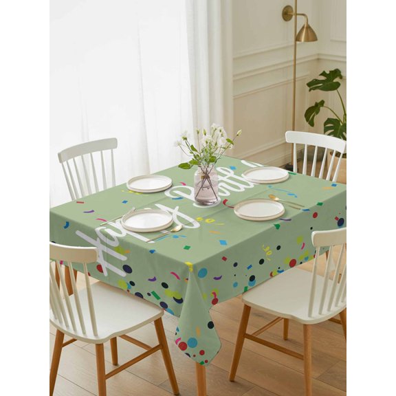 Happy Birthday Tablecloth Rectangle Table Cloth 60x102 ,Waterproof Outdoor Table Cloth Covers Decorative Table Protector ,Sage Green Modern Abstract Art Washable Table Cover for Kitchen Dinning Party