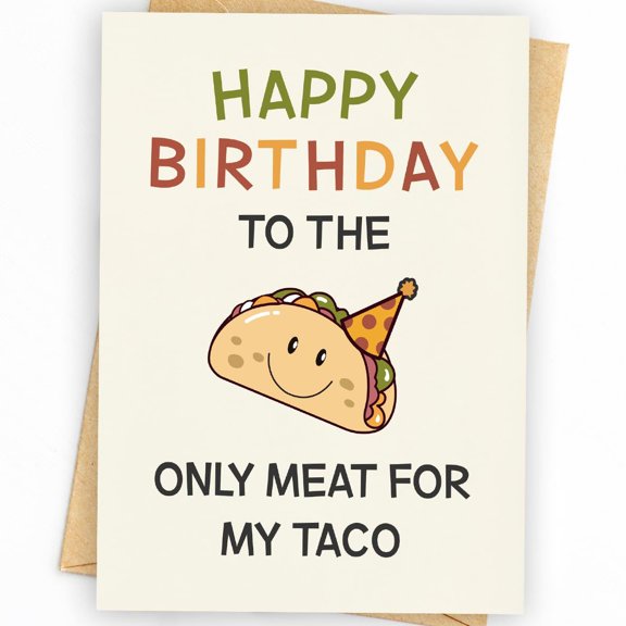 Happy Birthday Taco Card - Cute & Funny Greeting Card for Taco Lovers - Blank Inside with Envelope