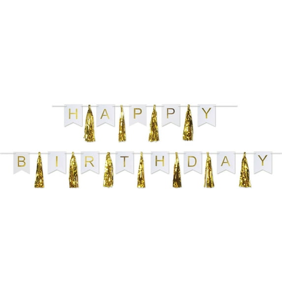 Happy Birthday Tassel Streamer 13" X 6' 6" & 13" X 9' 6"- 12 Pack(2 Per Package)