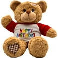 thumbnail image 1 of Brown Patches Bear 16″ with Happy Birthday T-Shirt Red Sleeves 14″–18″ – Ideal Plush Gift Set for Kids and Collectors, 1 of 4