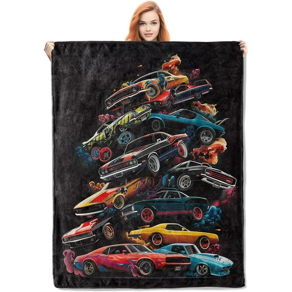 Happy Birthday Throw Blanket, Blue Soft Cozy Fleece Blanket with Inspirational Quotes, Lightweight Warm Blanket for Couch Bed Sofa, Birthday Gifts for Women Men Boys Girls, 50x60 in