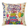 thumbnail image 1 of Happy Birthday Throw Pillow Cover Ribbon Cake Gift Balloon Modern Celebration Cotton Linen Cushion Cover Throw Pillow Case with Invisible Zipper for Couch Sofa Bed Chair Car 20x20 Inch, 1 of 14