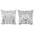 thumbnail image 1 of Ambesonne Happy Birthday Throw Pillow Cover 2 Pack, Herbs Flowers Birds, 16", Charcoal Grey White, 1 of 2