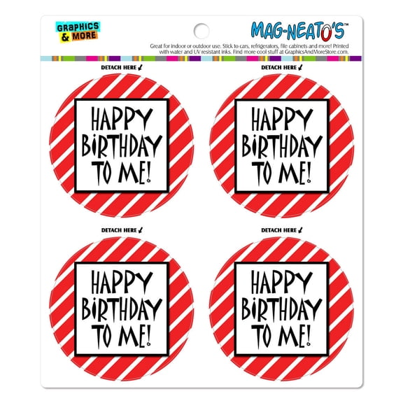 Happy Birthday To Me Stripes Red Funny MAG-NEATO'S(TM) Car/Refrigerator Magnet Set