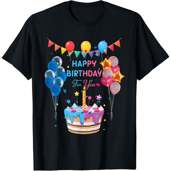 Happy Birthday To You Cake And Balloon Party T-Shirt