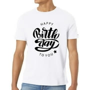 FEELLIFE Happy Birthday To You Gift her a Casual Vintage Tee Short Sleeve Graphic T-Shirt for Men White Small