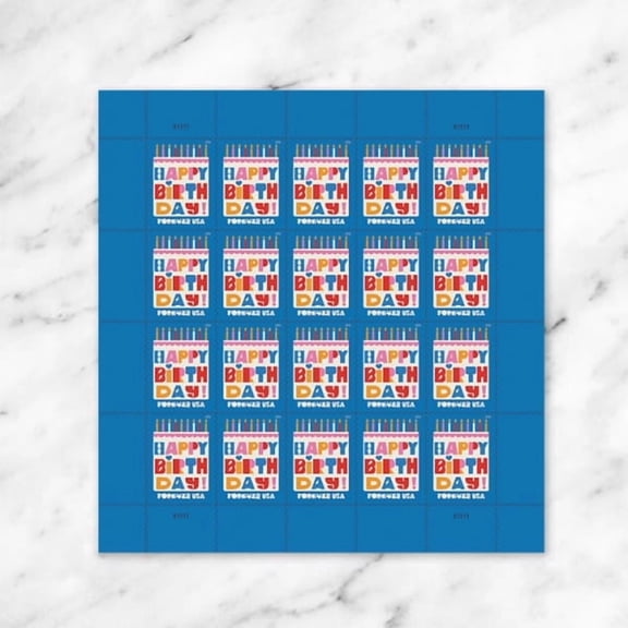 Happy Birthday USPS Forever Postage Stamp 5 Sheets of 20 US First Class Mail Celebration Invitations Weddings Birthdays Anniversary Holiday Engagement Parties (100 Stamps)