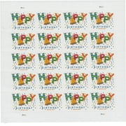 Happy Birthday USPS Forever Postage Stamps 1 Sheet of 20 US First Class Greetings Anniversary Party Wishes Wedding Celebrate (20 Stamps)
