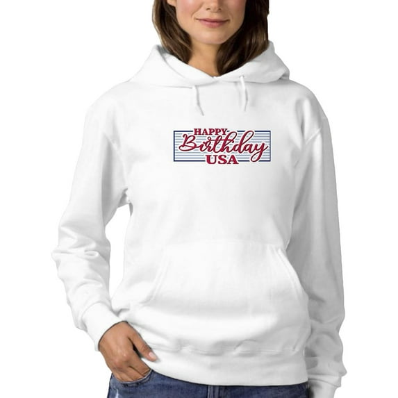 Happy Birthday Usa Banner Hoodie Women -Image by Shutterstock, Female 5X-Large