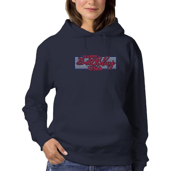 Happy Birthday Usa Banner Hoodie Women -Image by Shutterstock, Female Small