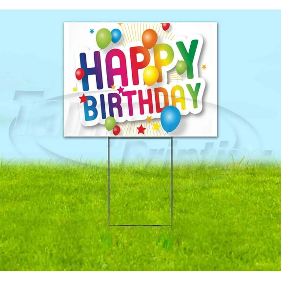 Happy Birthday V5 (18" x 24") Yard Sign, Includes Metal Step Stake