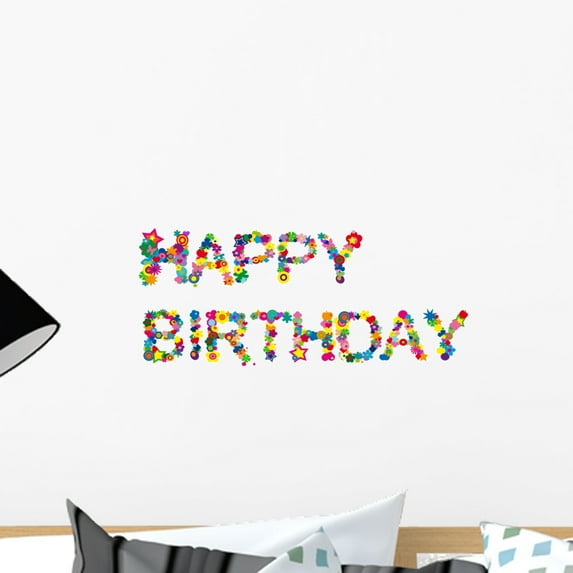 Happy Birthday Wall Decal by Wallmonkeys Peel and Stick Graphic (18 in W x 13 in H) WM146060