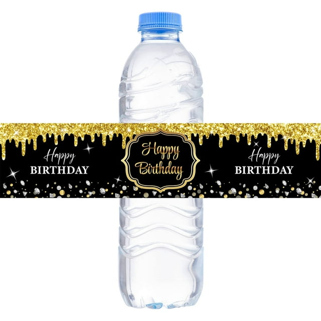 Happy Birthday Water Bottle Labels for Boy Girl Men Women Anniversary ...