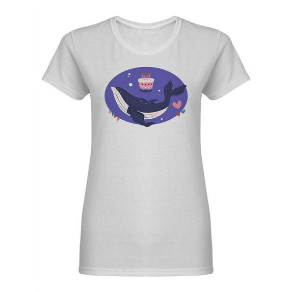 Happy Birthday Whale Shaped T-Shirt Women -Image by Shutterstock, Female Small