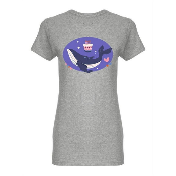 Happy Birthday Whale Shaped T-Shirt Women -Image by Shutterstock, Female XX-Large
