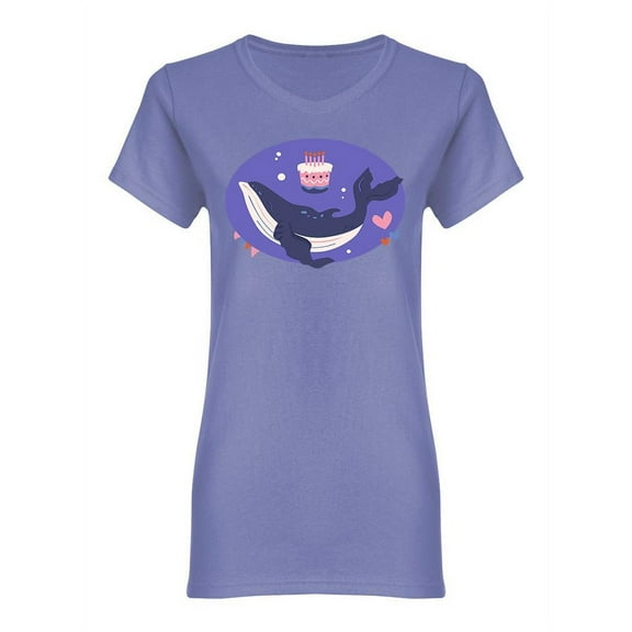 Happy Birthday Whale Shaped T-Shirt Women -Image by Shutterstock, Female x-Large