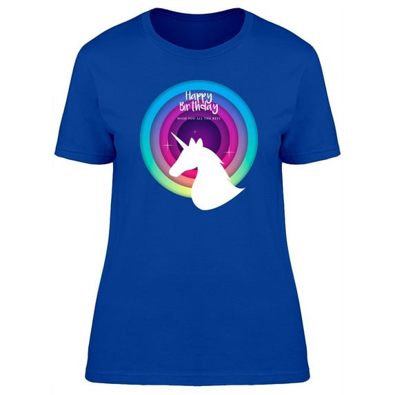 Happy Birthday White Unicorn T-Shirt Women -Image by Shutterstock, Female XX-Large