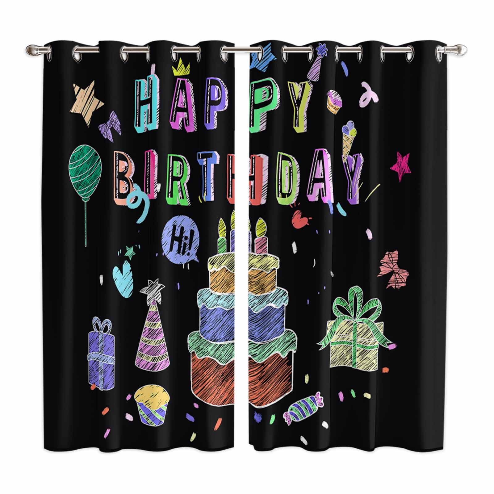 Hapy Rommet Happy Birthday Window Curtains Panels with Silver Grommet,Birthday ...