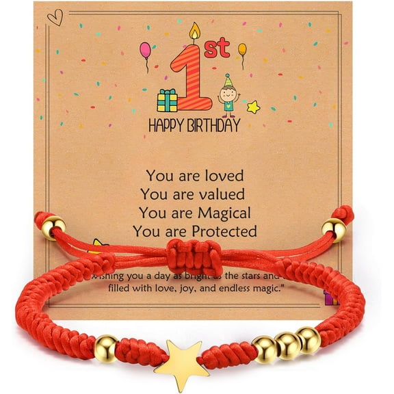 Happy Birthday Wish Bracelet for Kids: Guardian of Good Luck Hand-Woven Red Rope Star Shaped String Bracelet Jewellery Wish Birthday Gift