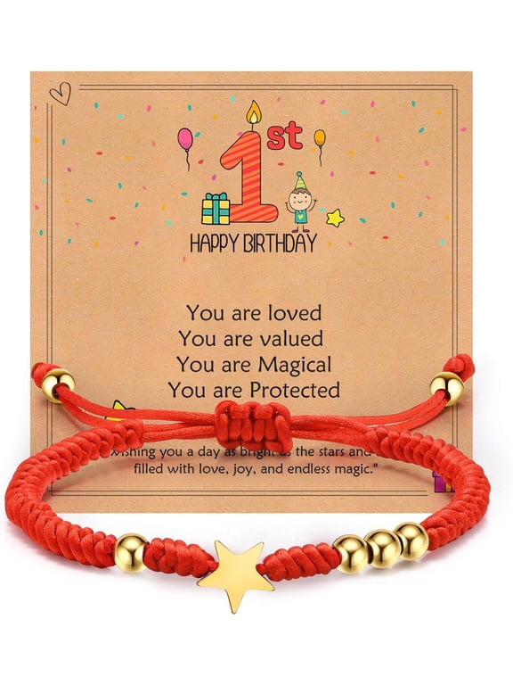 Happy Birthday Wish Bracelet for Kids: Guardian of Good Luck Hand-Woven Red Rope Star Shaped String Bracelet Jewellery Wish Birthday Gift