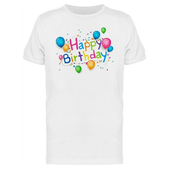 Happy Birthday With Balloons. T-Shirt Men -Image by Shutterstock, Male x-Large