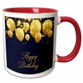 thumbnail image 1 of 3drose, Happy Birthday with Golden Text and Balloons, 15oz Two-tone Red Mug, 1 of 6