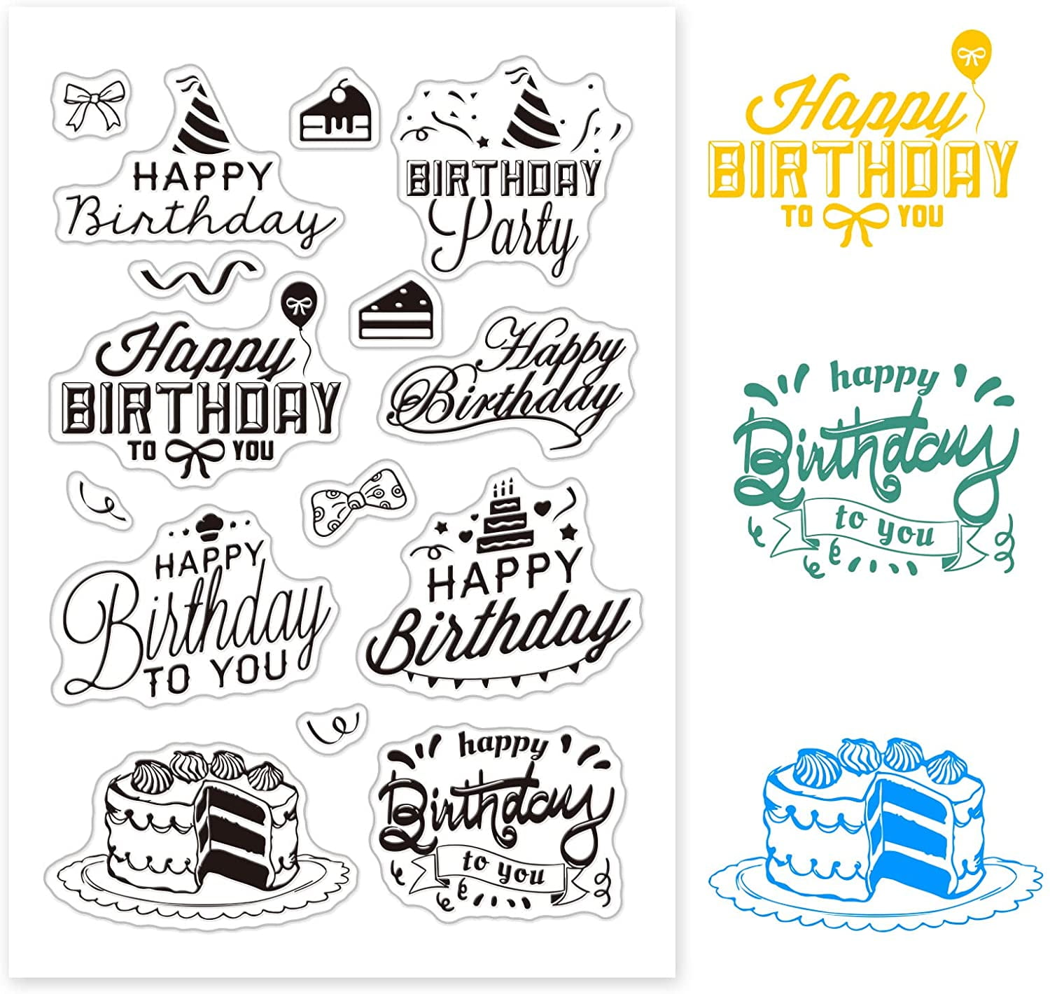 Happy Birthday Words Clear Stamps Silicone Stamp Cards Birthday ...