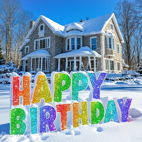 Happy Birthday Yard Sign with Metal Stakes - 16 Outdoor Lawn Decorations, Weather-Resistant Letters, birthday party supplies gift for Kids & Adults (Glitter)