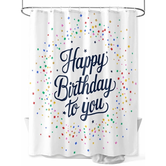 Happy Birthday to You Shower Curtain Set ，Waterproof Fabric Shower Curtains Art Ribbon Celebration Shower Curtains for Bathroom,Bathroom Decor 36"x72"