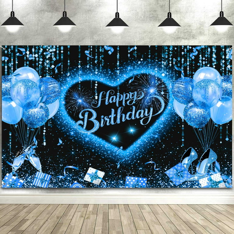 Ttincceer Teal Birthday Backdrop 11x8ft Silver High Heels Sparkling
